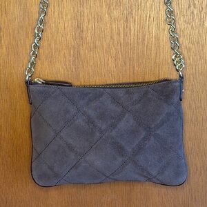 Talbots Brown Suede Quilted Crossbody purse. Adjustable strap.